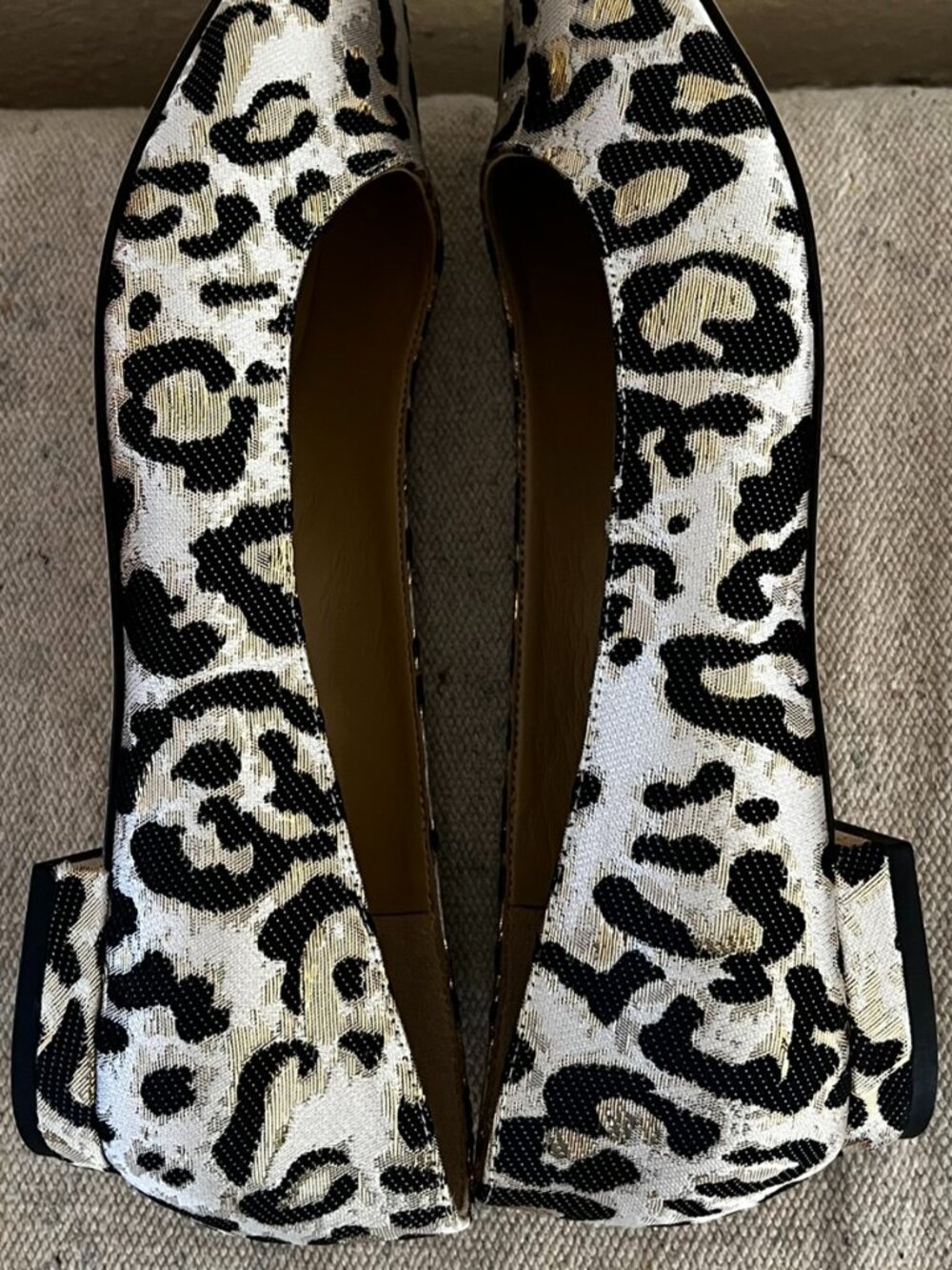 Talbots Woman's Edison Jacquard Metallic Leopard Flats Sz 8 - Picture 4 of 12
